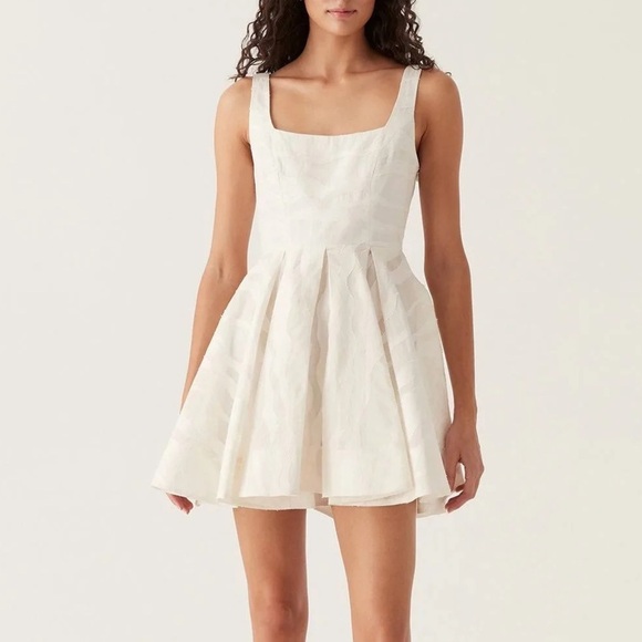 Aje Sophia Braided Mini Dress in Ivory - Picture 1 of 3